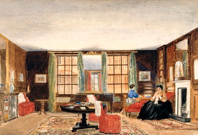 Ein Salon mit zwei sitzenden Frauen, um 1850 von Unbekannt Unbekannt